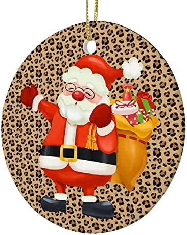 3 инчи Божиќ Дедо Мраз Леопард Цитат украси околу Божиќните украси за деца момчиња девојчиња кои висат украси за украсување на новогодишни