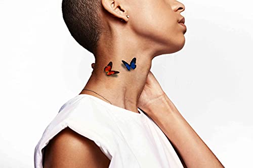 Допетоважа 12 Листови Привремени Тетоважи 3Д Пеперутки Вратот Раката Градите За Жени Возрасни