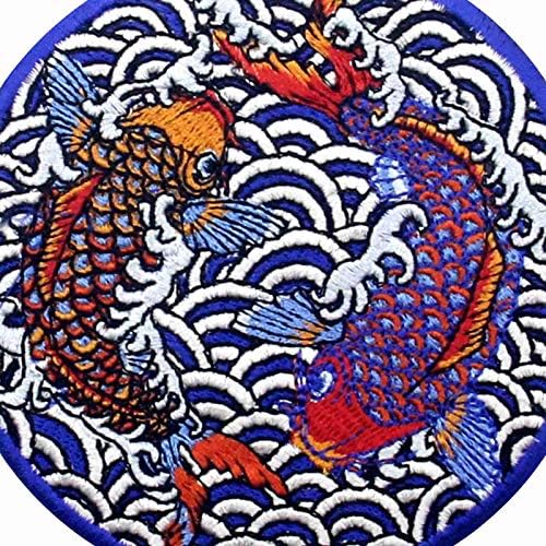Зегинс Кои јапонски рибно лепенка извезено аплино железо на шиење на амблем