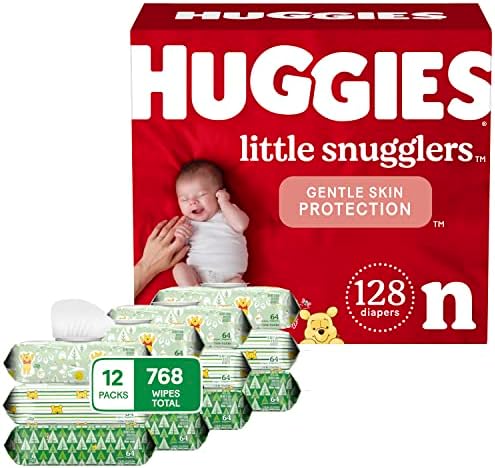 Хаги Пакет - Мали Гушкачи Бебе Пелени, Големина 2, 180 Кт, Еден Месец Снабдување &засилувач; Природна Нега Чувствителни Бебе Марамчиња,