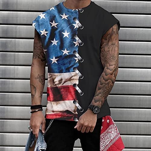 Ruiruilico Патриотски маици за мажи за мажи Америка знаме лето случајни кратки ракави лабави вклопени графички отпечатоци блузи