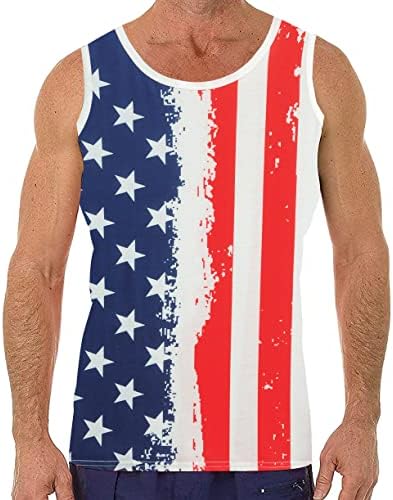 Машки американски резервоар за знаме на врвови 1776 кошули на 4-ти јули, обични резервоари за вежбање без ракави, во САД, знаме Патриотски маици