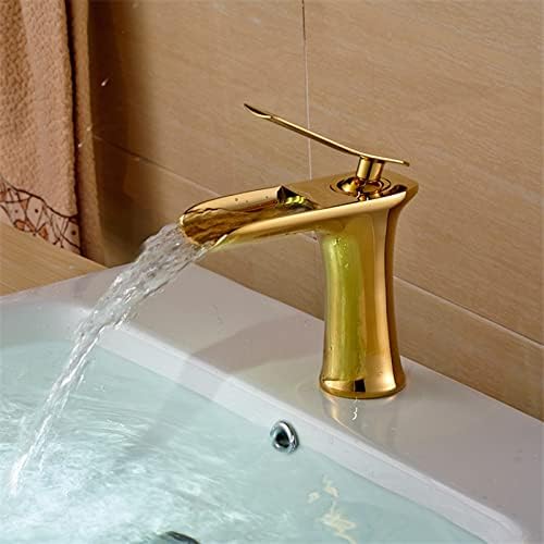 Тапаци за бања со бања, цврст месинг топол и ладен мијалник миксер Допрете единечна рачка палуба поставена тапа за водопади