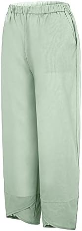 Амикадом обични панталони за дами лето есен постелнина опуштено вклопување на пламен bellвонче на дното еластично половината Основно