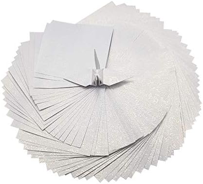 100 листови со хартија од оригами хартија Пакет со двојна боја Мет Брегот на Слоновата коска од цвеќиња 3x3 инчи, втиснување, бисер облога за