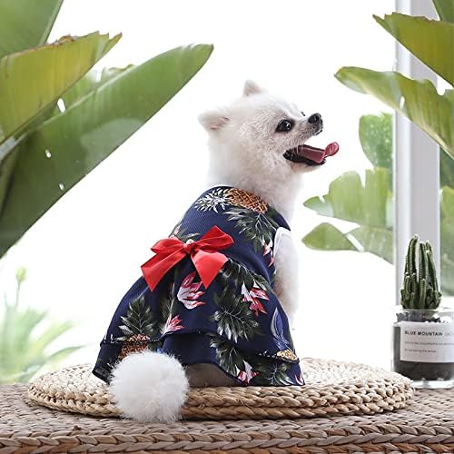 Облека за миленичиња за момчиња со средни кучиња, миленичиња фустан удобно мода што дише хавајски стил мачка тенка облека за големи кучиња