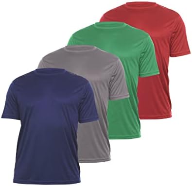 Кошули за тренингот со 4 пакети за мажи за мажи со врзани перформанси-атлетична влага за влага за маички за суви маици за мажи и брзо
