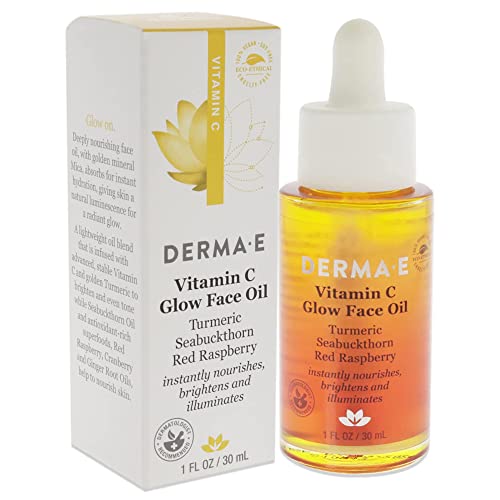 Дерма-е витамин Ц Сјајно масло за лице-маслото за лице веднаш го храни, осветлува и осветлува за зрачен сјај-екстремно сјајно масло