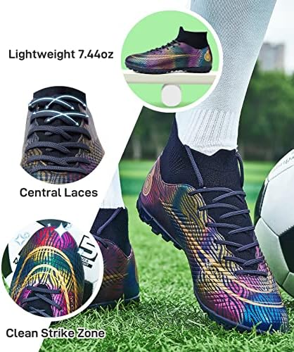 Унисекс машки фудбалски фудбалски фудбали FG/AG фудбалски чевли трева во затворена фирма на отворено, терен со високи шипки, Younth