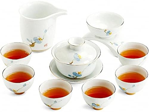 PDGJG 9 сет рачно насликан слива цвет Кунг Фу чај сет традиционална кинеска услуга за чај од бел порцелан