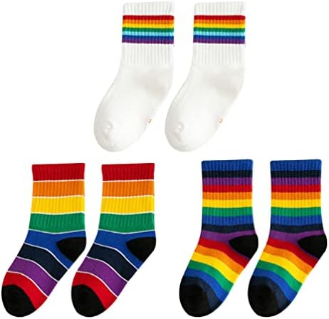 Kesyoo 3 пара бебешки памучни чорапи средна цевка чорапи обични чорапи што дишат детски чорап