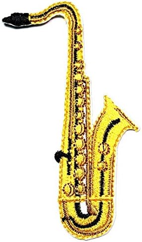 Умама лепенка сет од 3 инструменти саксофон музички бенд џез музички цртан филм Апликација лепенка саксофон везено железо или шие на