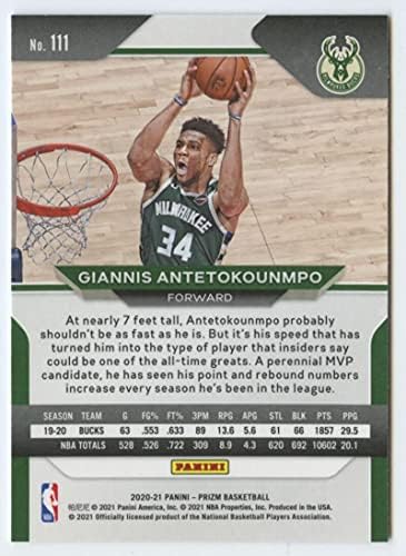 2020-21 PANINI PRIZM 111 Giannis Antetokounmpo Milwaukee Bucks NBA кошаркарска трговија картичка