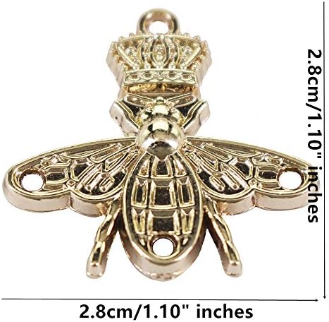 Emdomo метална круна пчела занишана шарм кука копче за шиење, украсени дупки за шиење за шиење торбички чевли Апликација 20 парчиња