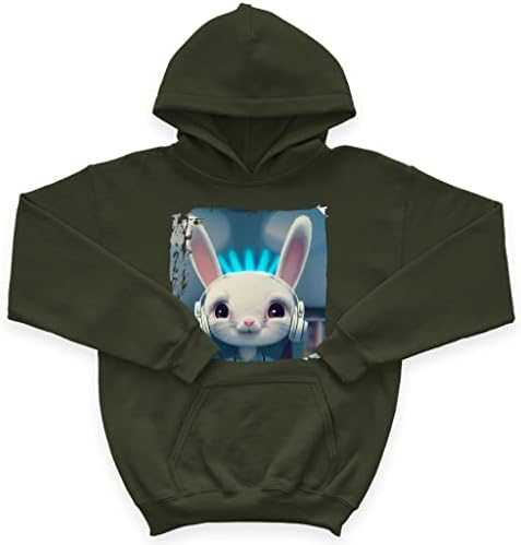 Зајак печати детски сунѓерско руно худи - смешна детска худи - животинска качулка за деца
