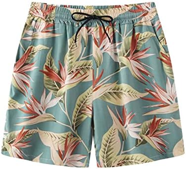Одбор за шорцеви за мажи пливаат, машки хавајски цветни плажа шорцеви случајни лесни шорцеви за влечење