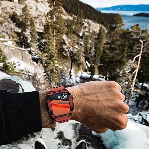 HOUCY За Apple Watch Band 8 7 6 5 4 4 SE 44/45mm Серија, Комплет За Модификација На Луксузни Часовници, Флуорорубер Ремен Од Јаглеродни