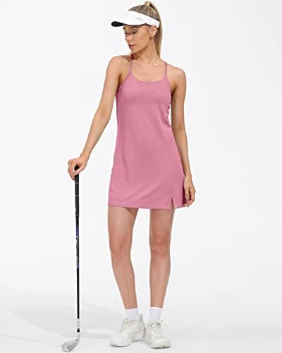 Тениски фустан Вилиго женски со вграден фустан за тренинзи за градници и шорцеви со џебови атлетски фустани за голф за жени