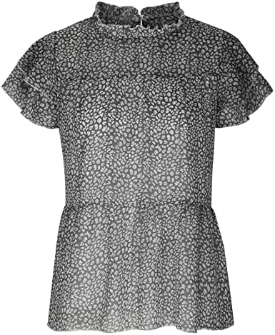 Letulенска летна обична маица во 2023 година лабава плетенка, скриена стомак, врвови со кратки ракави шифон шифон со блуза кошула со блуза