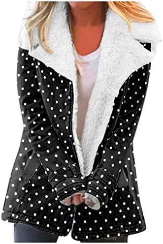 Nlomoct палта за жени фустани, женски зимски топло топло рак со долги ракави печатени јакни за кардиган руно лапел надмоќна облека за