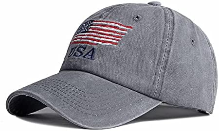 Американско Знаме Шапка, Гроздобер Потресени Памук Татко Капа Бејзбол Капа САД Прилагодливи Патриотски Шапка За Мажи Жени