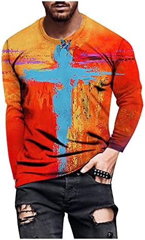 Машки гроздобер масло за масло, вера, вера Исус вкрстена обична маица О вратот пулвер Врза за џемпери, кошули со долги ракави кошули