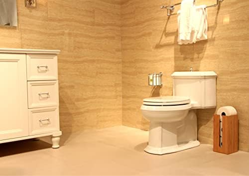 Држач за Тоалетна Хартија од бамбус совршен за складирање тоалетна хартија или општо складирање во бања, самостоен држач за тоалетна хартија рачно