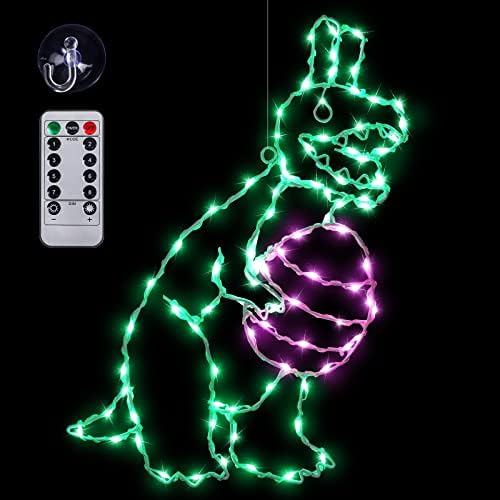 Велигденски прозорец силуета светла Декорации Велигден зајаче јајце виси светло со далечински управувач и USB LED LED Велигденски светла