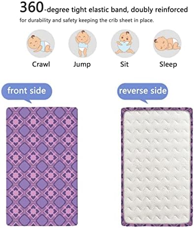 Геометриски тематски опремени мини чаршафи, преносни мини за креветчиња со меки и затегнати лежишта за креветчиња за девојчиња за момчиња, 24