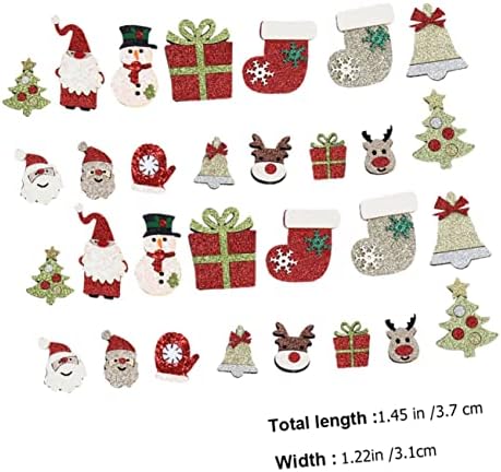 Фавомото 30 парчиња Божиќни налепници Гроздобер декор за поправка на дупки Апликации Божиќна серија лепенка златна прав крпа детска