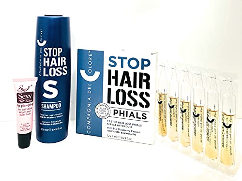 Compagnia del Colore Stop Shampoe за опаѓање на косата 250 ml /8.45 мл и фијали 2 x 7 ml - Слободен starвезден сјај за усни 10 ml