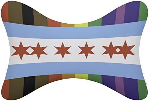 Чикаго Гордост Знаме Виножито Ленти Автомобил Вратот Перница За Возење во собата на 2 Седишта Авто Потпирач За Глава Перница Главата