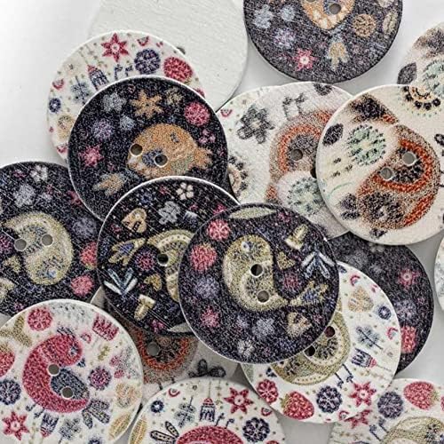 50 парчиња серија за печатење птици дрвени копчиња за шиење за шиење за шиење облека занаетчиски додатоци картичка DIY15-25мм
