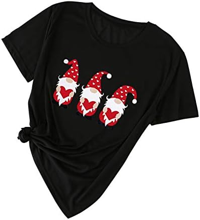 Денот на Денот на в Valentубените на в Valentубените за жени симпатична gnomes маица loveубов срцеви печатени кошули кратки ракави графички маички