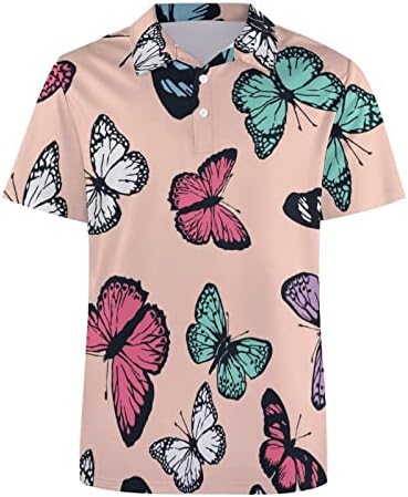 Симпатична Летечка Пеперутка Шема Машка Поло Кошула Краток Ракав Јака Со Двоен Врв Обична Маица Маица Блузи