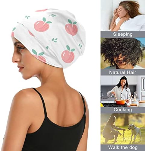 Капаче за спиење праска овошје лисја сатенски обложен памук памук слаби плодови овошје капаче за череп капа за ноќна коса капа за жени