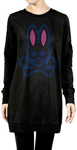 Психо -зајаче женска долга кошула со качулка црна