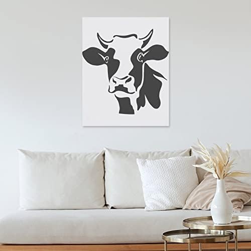 Крава глава платно wallидна уметност естетска слика за печатење постери за домашна трпезарија декоративна