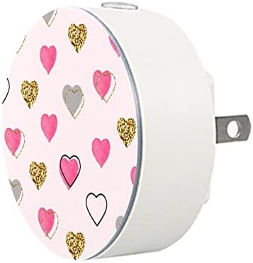 2 приклучок за приклучок за пакување LED ноќно светло светло светло розово златно сиво heartубовно срце шема со сензор за самракот