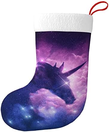 Аугенски Божиќни чорапи Еднорог Галакси Небула Облак Облак Двоен камин виси чорапи