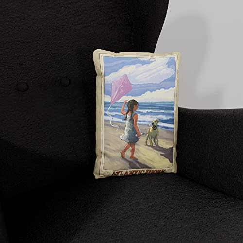 Атлантик брег девојче куче плажа плажа плажа фрли перница за кауч или тросед дома и канцеларија од Ала Прима Сликарство од уметникот anоан