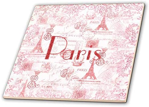 3Д роза слика на Word Paris на француска розова и црвена позадина керамичка плочка, повеќебојни