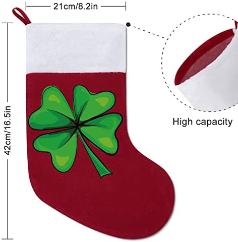 Среќна детелина црвена Божиќна празничка чорапи дома украси за Божиќно дрво Камино виси чорапи