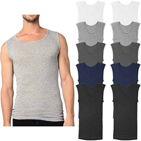 Резервоари за мускули во боја на Ендру Скот со 10 пакувања | Резервоар за вежбање на екипаж без ракави врвни памучни долна облека