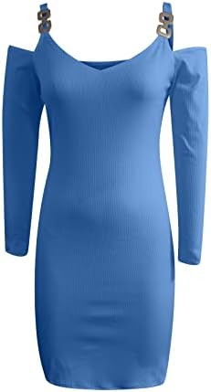 Midенски фустан за џемпери во миди плетен пакет со колк, обичен фустан со долги ракави на колк, зимски фустани 2022 година