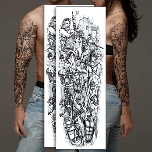 2 листови целосна рака Привремена тетоважа, секси 3Д лажни налепници за тетоважи Екстра голема водоотпорна тетоважа, за нозе за раце