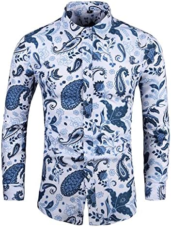 2023 Нова машка лабава шарена кошула плус големина модна обична кошула со долги ракави кошули со целосен ракав мажи мажи