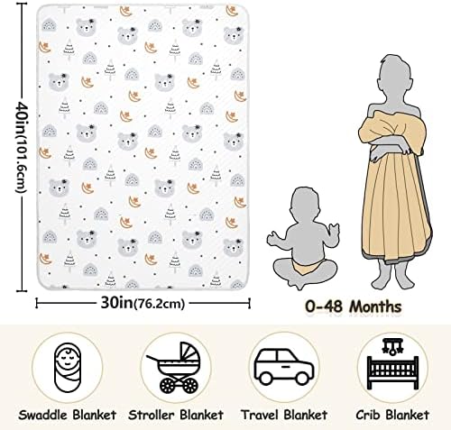 Swaddle Clute Bears Cotton Cotlembet за новороденчиња, примање ќебе, лесен меко залепетено ќебе за креветчето, шетач, расадници за ќебиња,