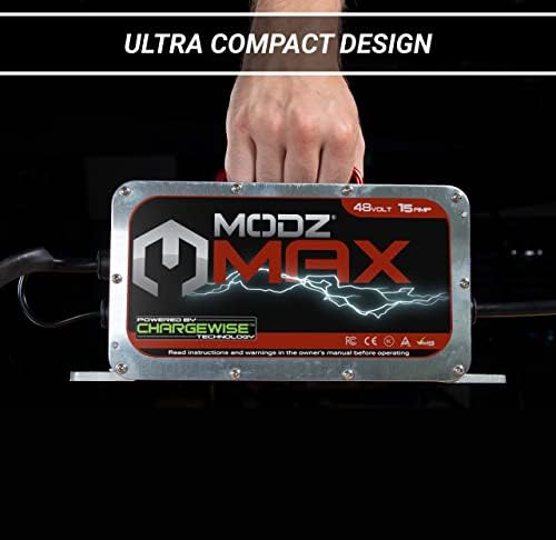 Modz Max48 15 Amp Charger Carter Carter компатибилен со Yamaha G29 Drive & Drive2 48 волти модели