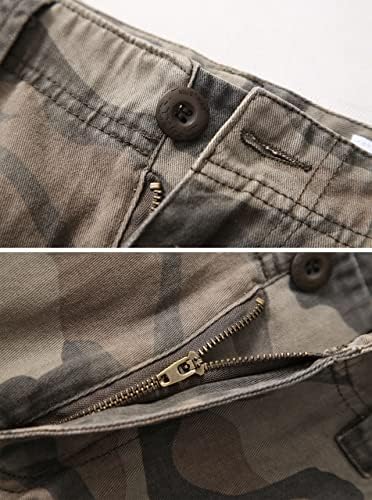 Gsggig карго кратко за мажи опуштено вклопено камо на отворено пешачење памучни обични шорцеви со 9 џебови без појас